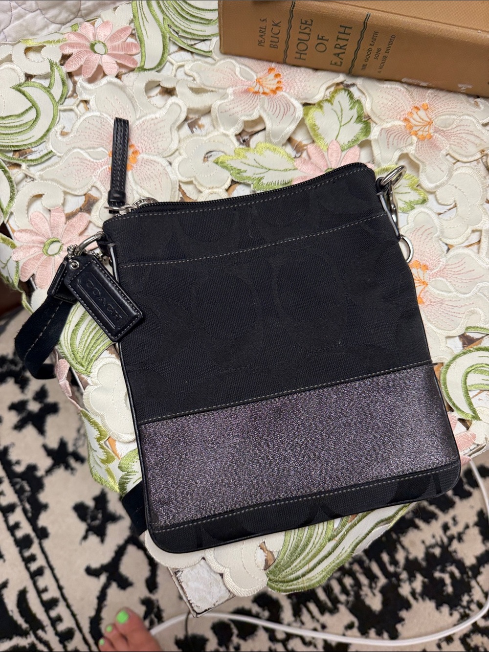 Coach Black Crossbody with Iridescent Gray Panel